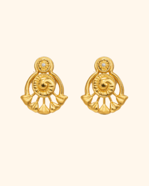Front view of luxury gold stud earrings