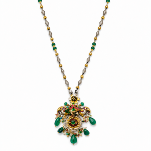 Antique silver jadau necklace with elephant design – Mahal Jewels